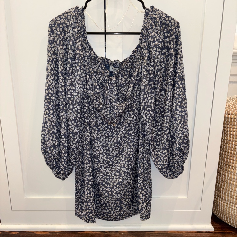 Blue floral long sleeve dress